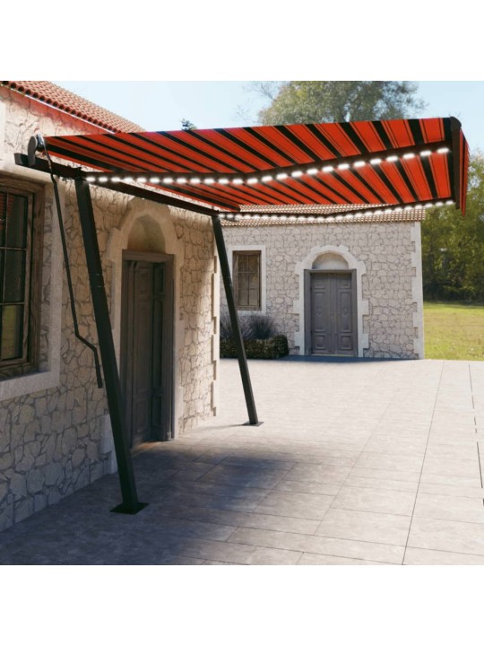 Automatinė markizė su LED/vėjo jutikliu, oranžinė/ruda, 4,5x3m