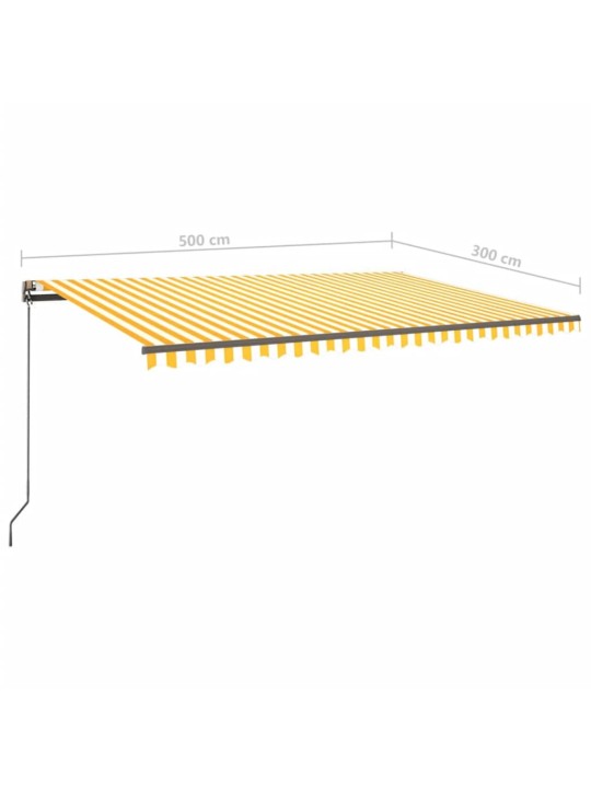Rankiniu būdu ištraukiama markizė, geltona ir balta, 5x3m