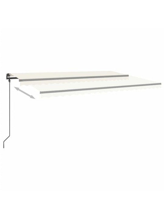 Rankiniu būdu ištraukiama markizė su LED, kreminė, 5x3m