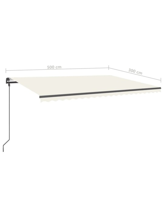 Rankiniu būdu ištraukiama markizė su LED, kreminė, 5x3m