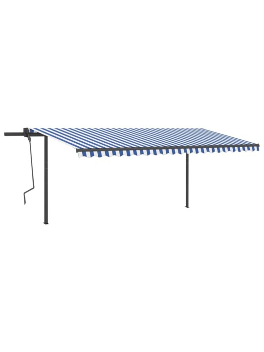 Automatinė markizė su LED/vėjo jutikliu, mėlyna/balta, 5x3m