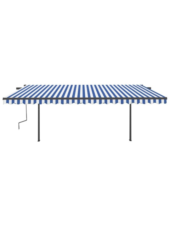 Automatinė markizė su LED/vėjo jutikliu, mėlyna/balta, 5x3m
