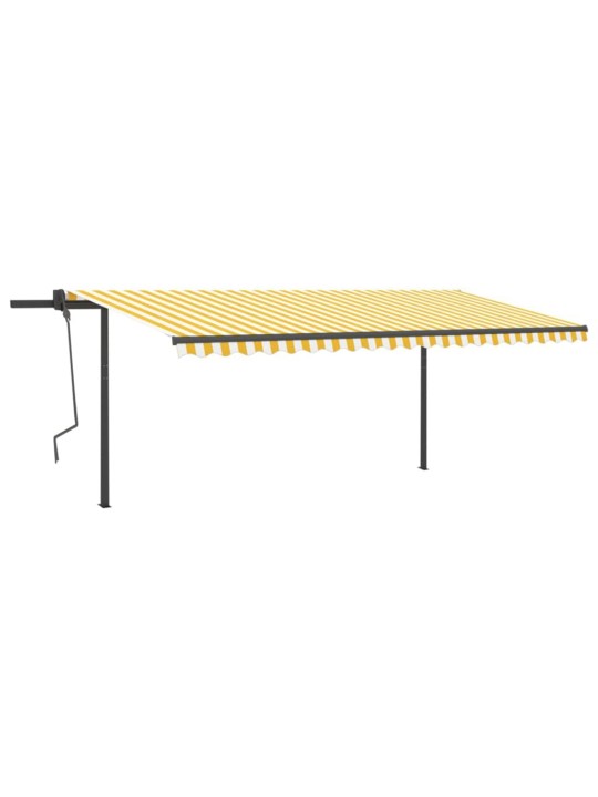 Automatinė markizė su LED/vėjo jutikliu, geltona/balta, 5x3m