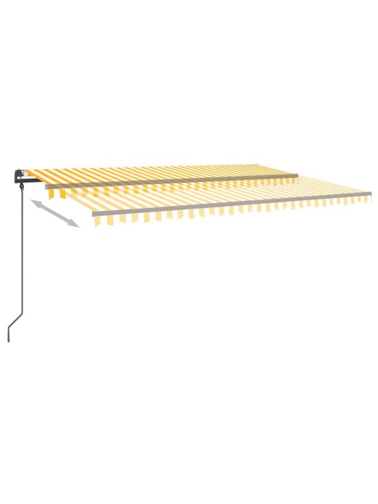 Automatinė markizė su LED/vėjo jutikliu, geltona/balta, 5x3m