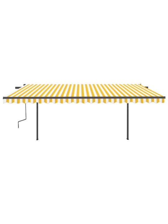 Automatinė markizė su LED/vėjo jutikliu, geltona/balta, 5x3m