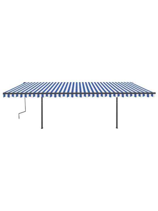 Automatinė markizė su LED/vėjo jutikliu, mėlyna/balta, 6x3m