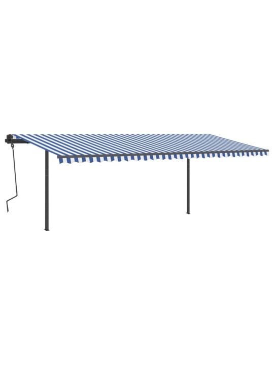 Automatinė markizė su LED/vėjo jutikliu, mėlyna/balta, 6x3m