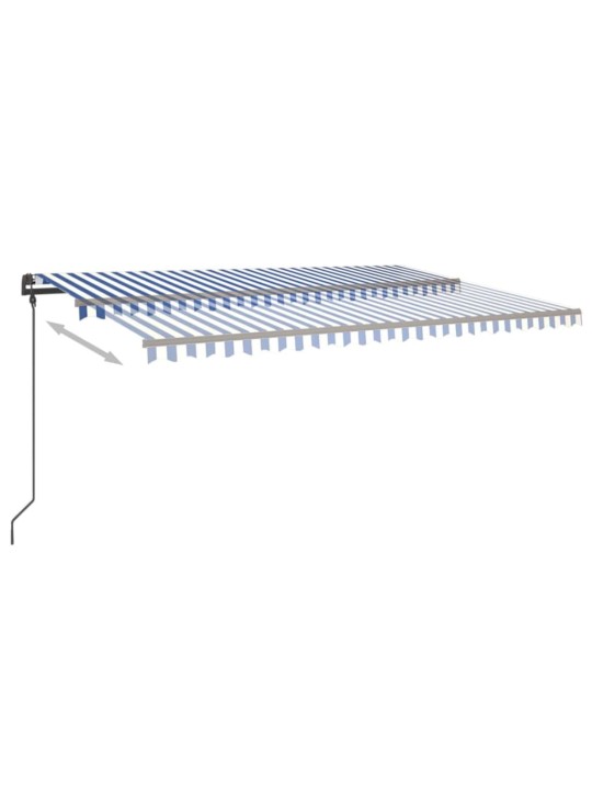 Automatinė markizė su LED/vėjo jutikliu, mėlyna/balta, 6x3m