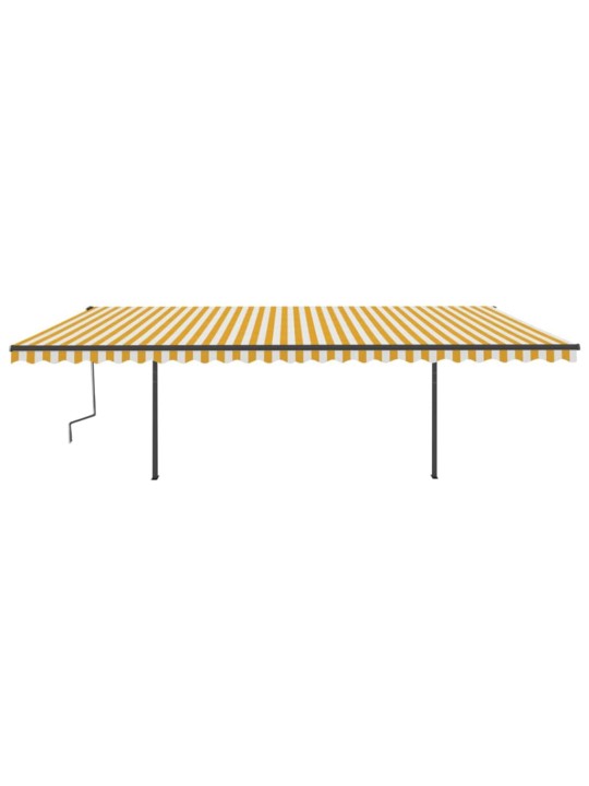 Automatinė markizė su LED/vėjo jutikliu, geltona/balta, 6x3m