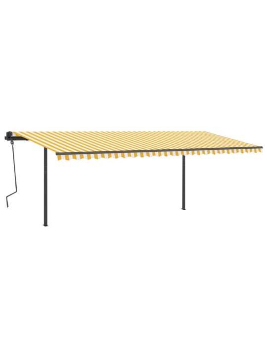 Automatinė markizė su LED/vėjo jutikliu, geltona/balta, 6x3m