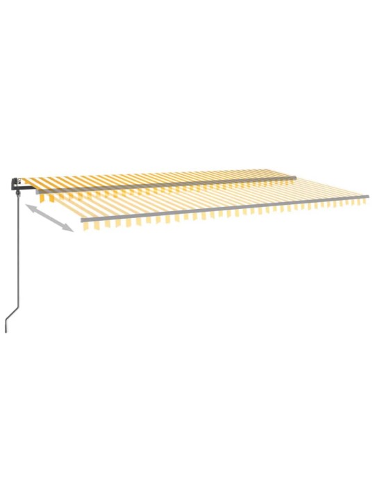 Automatinė markizė su LED/vėjo jutikliu, geltona/balta, 6x3m