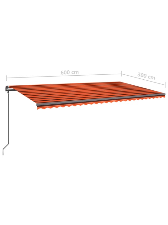 Automatinė markizė su LED/vėjo jutikliu, oranžinė/ruda, 6x3m