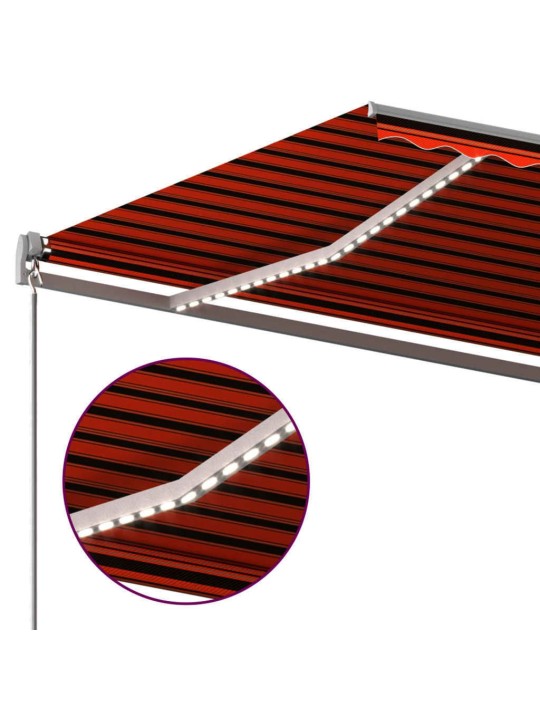 Automatinė markizė su LED/vėjo jutikliu, oranžinė/ruda, 6x3m