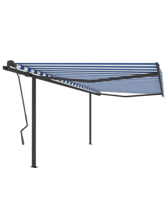 Rankiniu būdu ištraukiama markizė, mėlyna ir balta, 4x3,5m