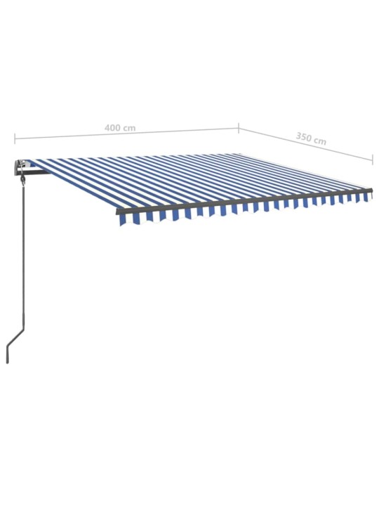 Rankiniu būdu ištraukiama markizė, mėlyna ir balta, 4x3,5m