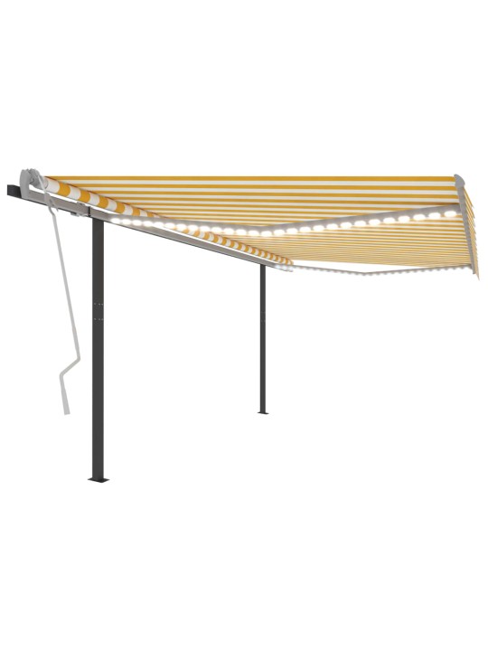 Rankiniu būdu ištraukiama markizė su LED, geltona/balta, 4x3,5m