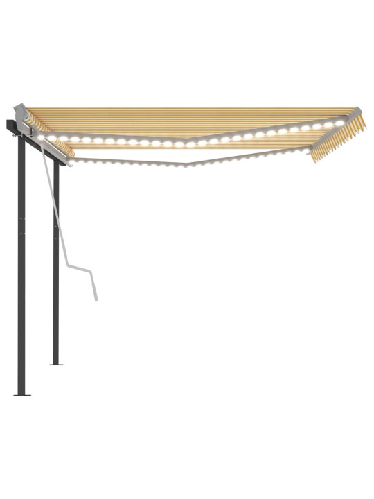 Rankiniu būdu ištraukiama markizė su LED, geltona/balta, 4x3,5m