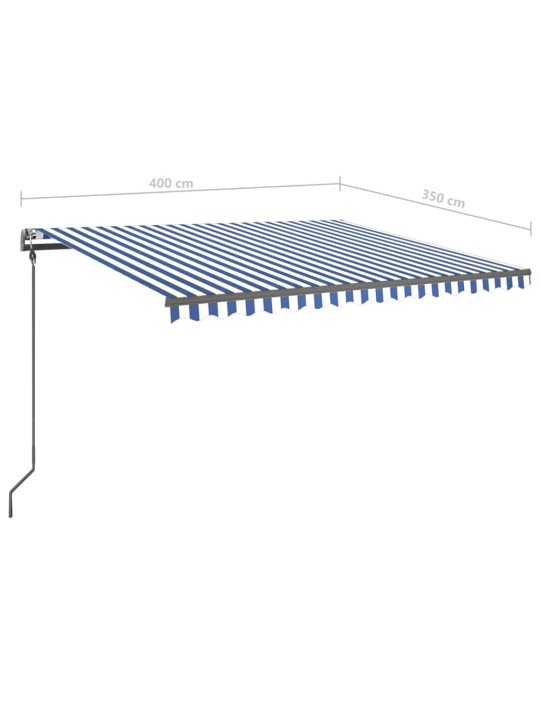 Automatinė markizė su LED/vėjo jutikliu, mėlyna/balta, 4x3,5m
