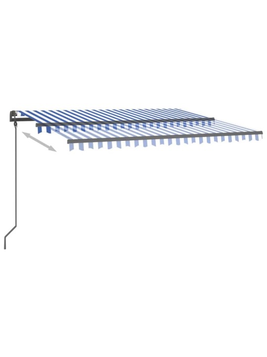 Automatinė markizė su LED/vėjo jutikliu, mėlyna/balta, 4x3,5m