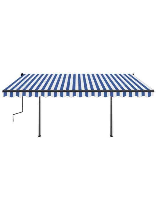 Automatinė markizė su LED/vėjo jutikliu, mėlyna/balta, 4x3,5m