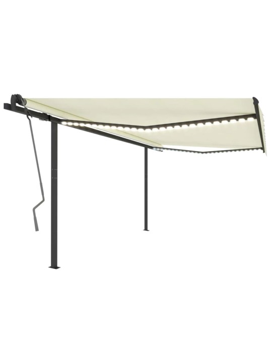 Automatinė markizė su LED/vėjo jutikliu, kreminė, 4x3,5m