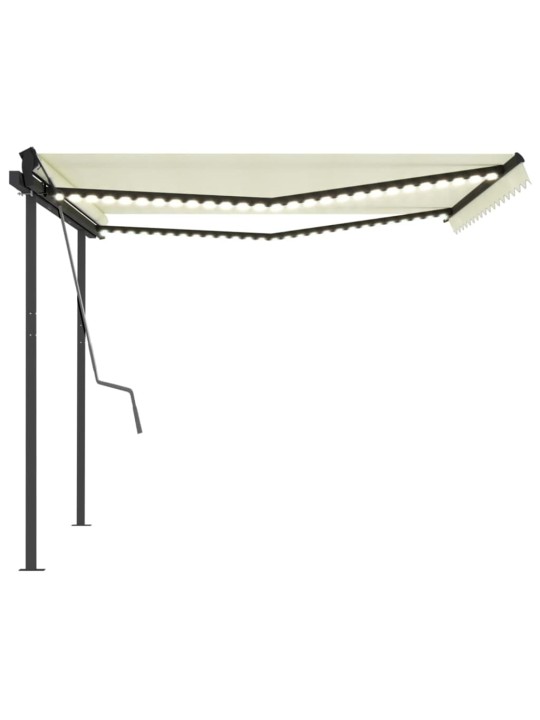 Automatinė markizė su LED/vėjo jutikliu, kreminė, 4x3,5m
