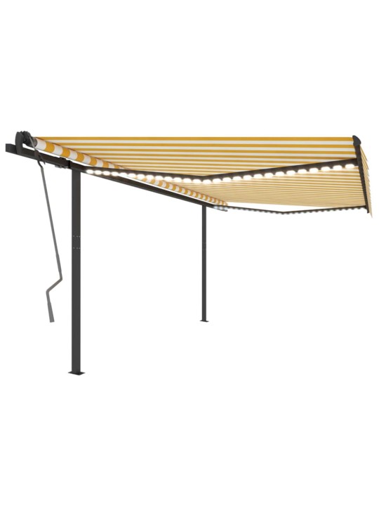 Automatinė markizė su LED/vėjo jutikliu, geltona/balta, 4x3,5m