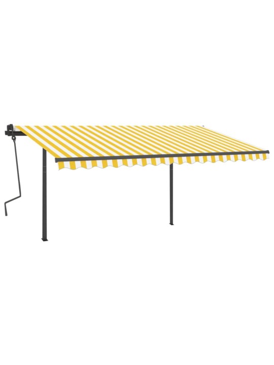 Automatinė markizė su LED/vėjo jutikliu, geltona/balta, 4x3,5m