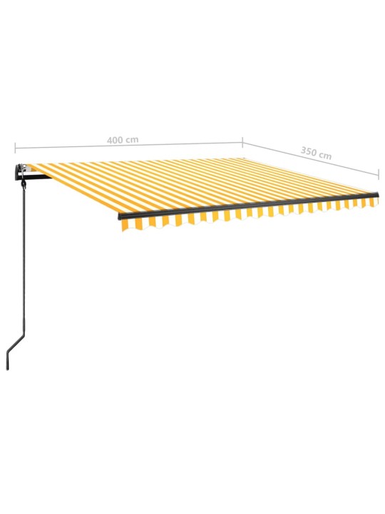 Automatinė markizė su LED/vėjo jutikliu, geltona/balta, 4x3,5m