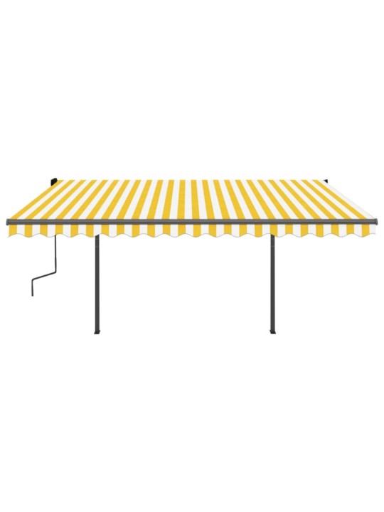 Automatinė markizė su LED/vėjo jutikliu, geltona/balta, 4x3,5m