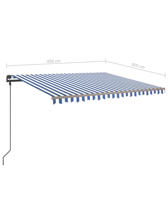 Automatinė markizė su LED/vėjo jutikliu, mėlyna/balta, 4,5x3,5m