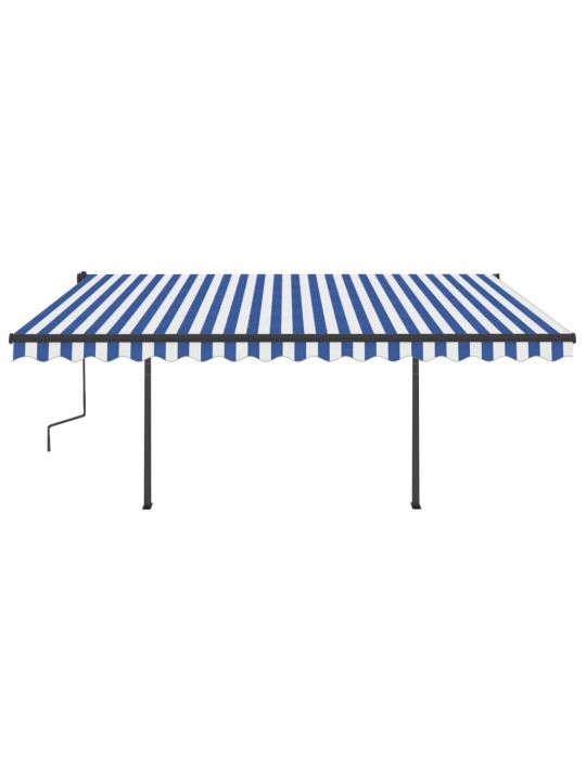 Automatinė markizė su LED/vėjo jutikliu, mėlyna/balta, 4,5x3,5m