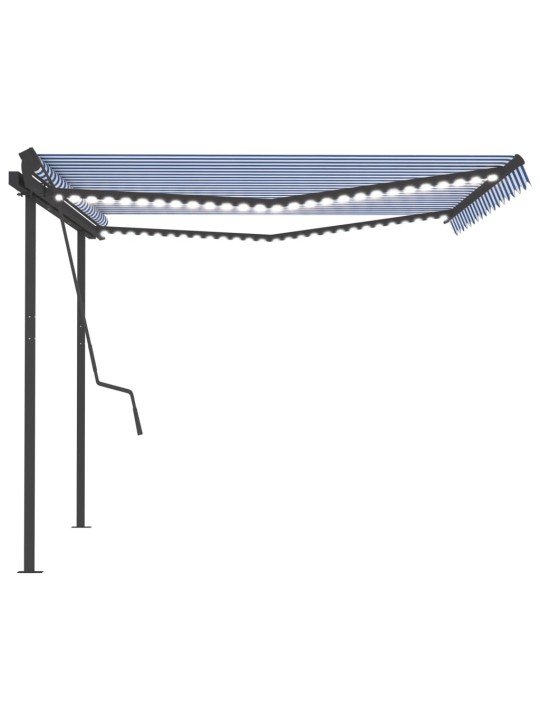 Automatinė markizė su LED/vėjo jutikliu, mėlyna/balta, 4,5x3,5m