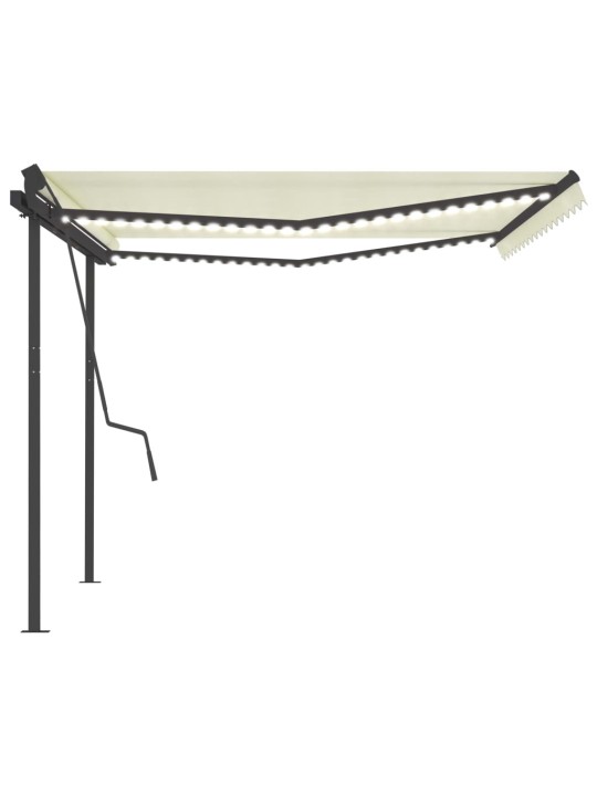 Automatinė markizė su LED/vėjo jutikliu, kreminė, 4,5x3,5m