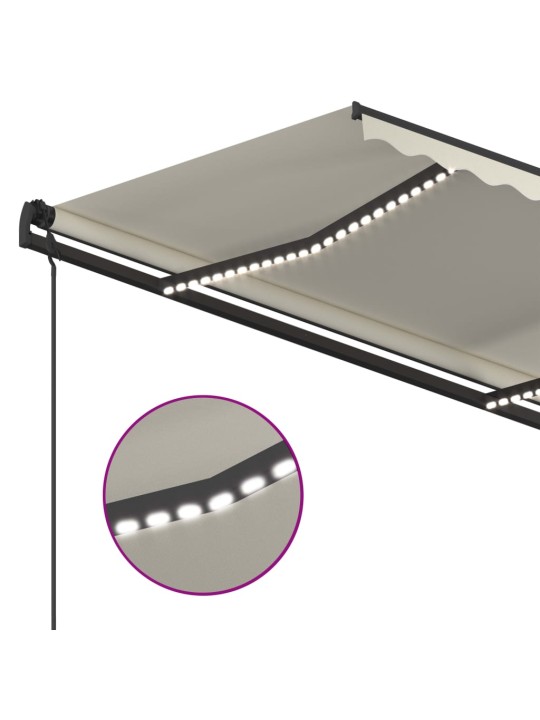 Automatinė markizė su LED/vėjo jutikliu, kreminė, 4,5x3,5m