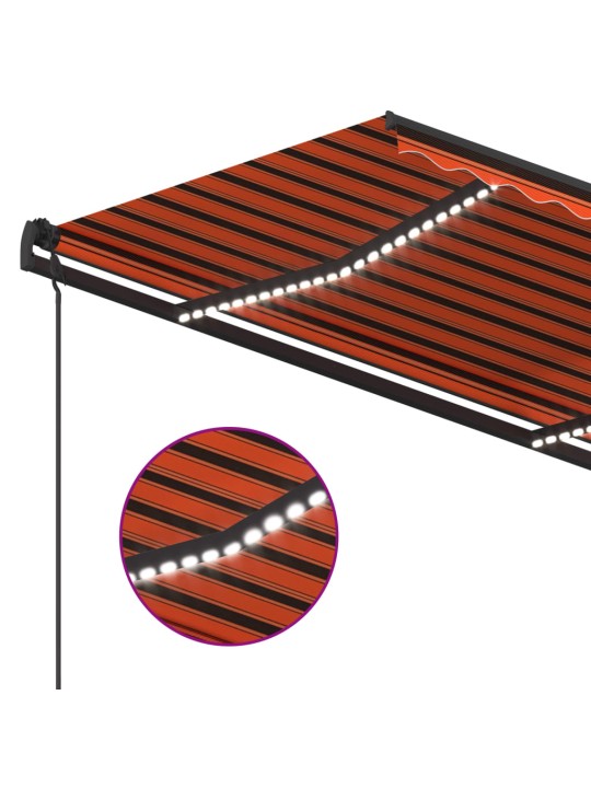 Markizė su LED/vėjo jutikliu, oranžinė/ruda, 4,5x3,5m