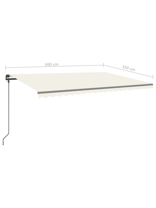 Rankiniu būdu ištraukiama markizė su LED, kreminė, 5x3,5m