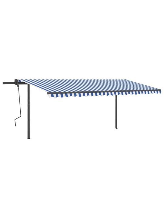 Automatinė markizė su LED/vėjo jutikliu, mėlyna/balta, 5x3,5m