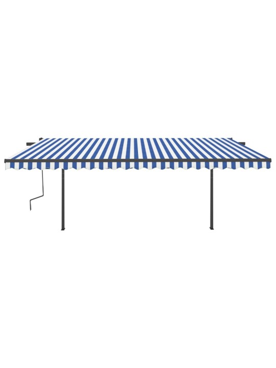 Automatinė markizė su LED/vėjo jutikliu, mėlyna/balta, 5x3,5m