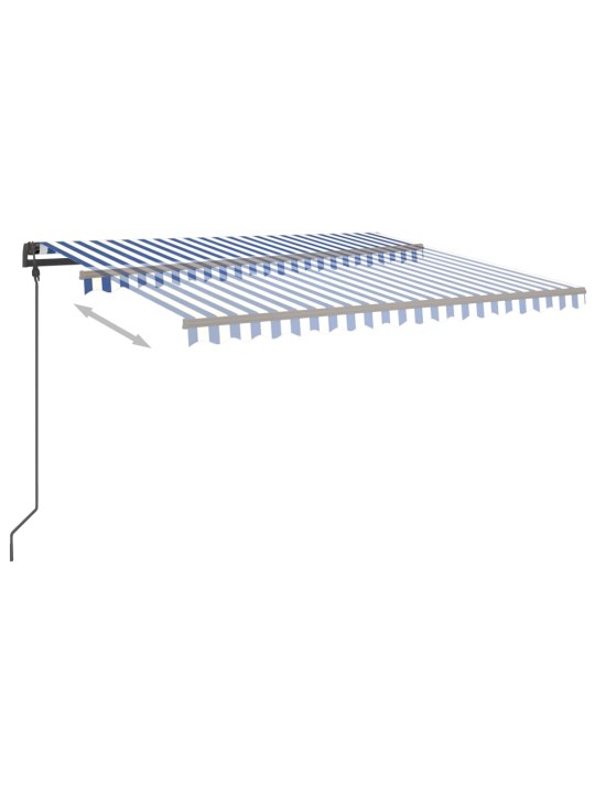 Automatinė markizė su LED/vėjo jutikliu, mėlyna/balta, 5x3,5m
