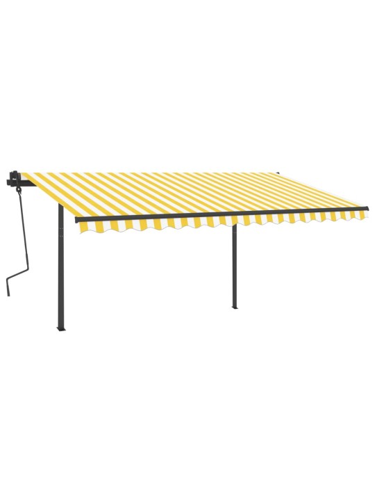 Automatinė markizė su LED/vėjo jutikliu, geltona/balta, 5x3,5m