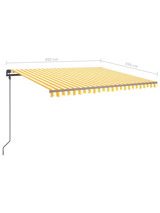 Automatinė markizė su LED/vėjo jutikliu, geltona/balta, 5x3,5m