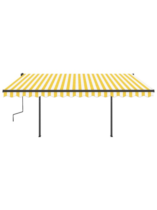Automatinė markizė su LED/vėjo jutikliu, geltona/balta, 5x3,5m