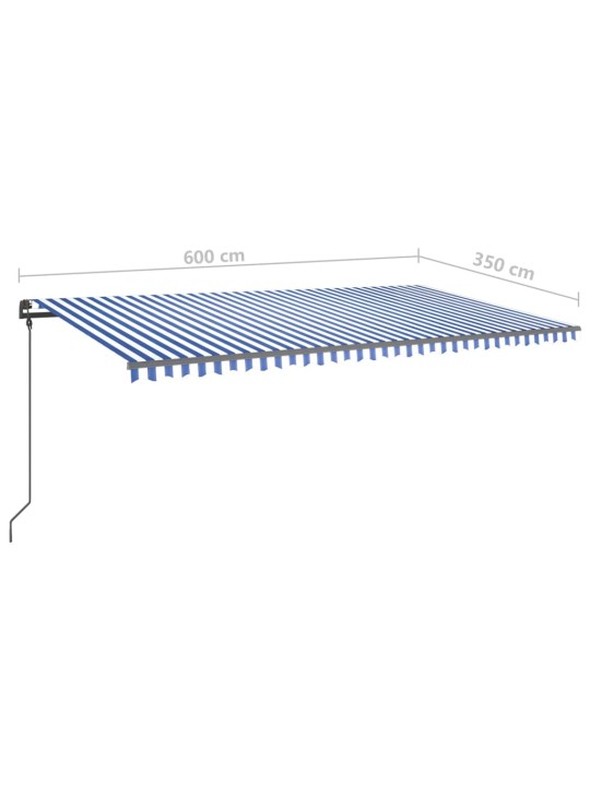 Automatinė markizė su LED/vėjo jutikliu, mėlyna/balta, 6x3,5m