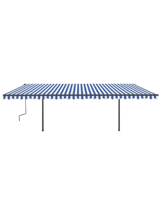 Automatinė markizė su LED/vėjo jutikliu, mėlyna/balta, 6x3,5m