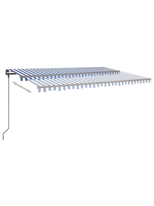 Automatinė markizė su LED/vėjo jutikliu, mėlyna/balta, 6x3,5m