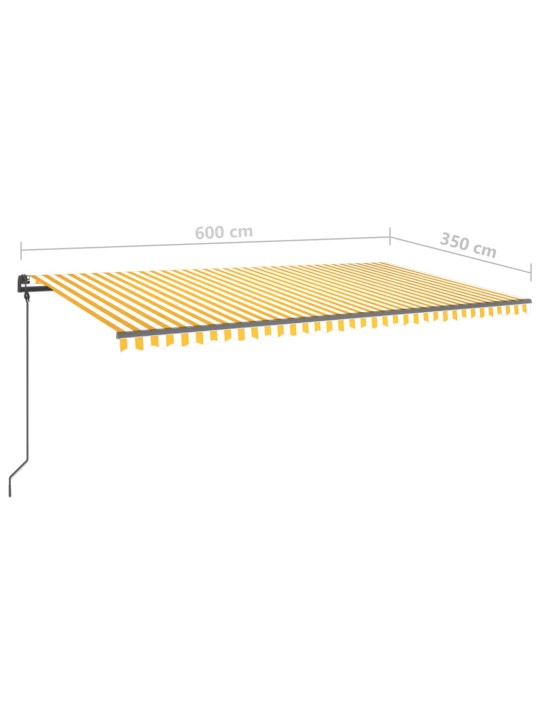 Automatinė markizė su LED/vėjo jutikliu, geltona/balta, 6x3,5m