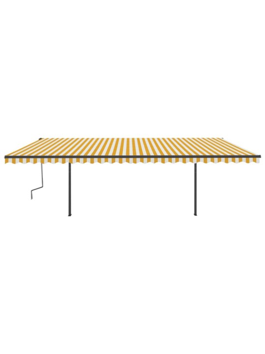 Automatinė markizė su LED/vėjo jutikliu, geltona/balta, 6x3,5m