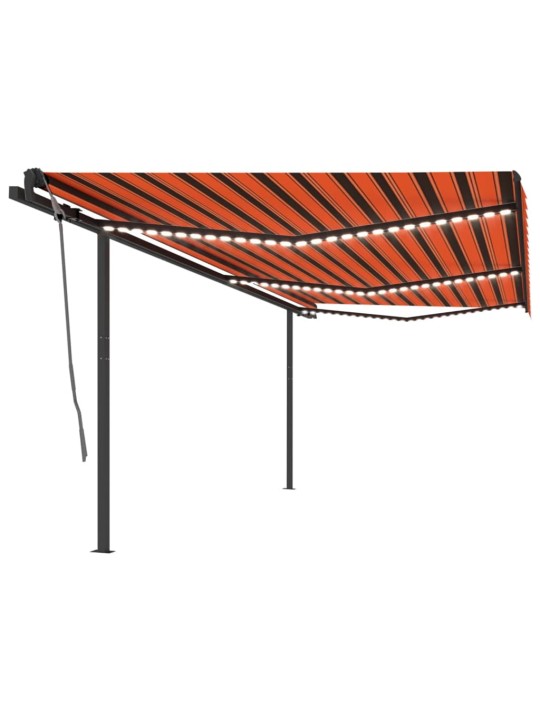 Automatinė markizė su LED/vėjo jutikliu, oranžinė/ruda, 6x3,5m