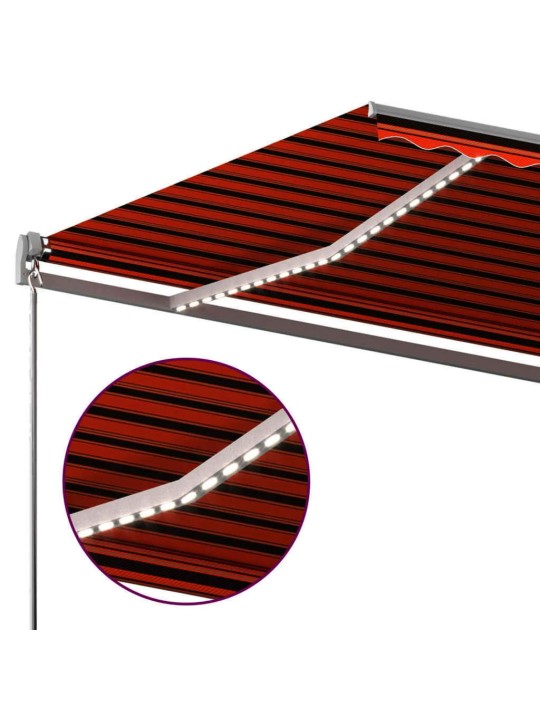 Automatinė markizė su LED/vėjo jutikliu, oranžinė/ruda, 6x3,5m